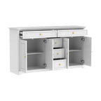 59.1Aparador Buffet Blanco Moderno de Mediados de Siglo Lacado Contemporáneo