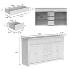 59.1Aparador Buffet Blanco Moderno de Mediados de Siglo Lacado Contemporáneo