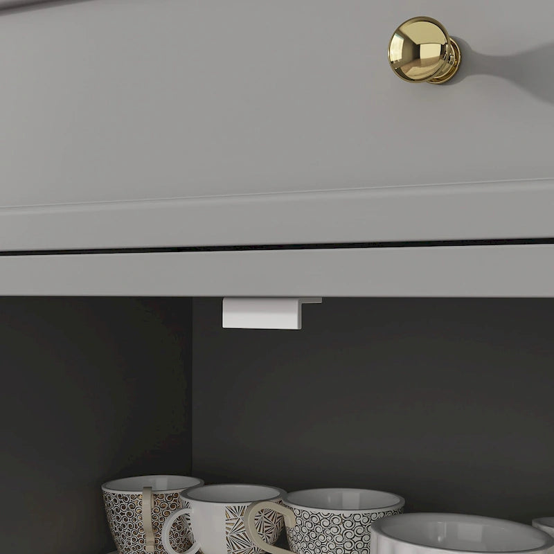 59.1Aparador Buffet Blanco Moderno de Mediados de Siglo Lacado Contemporáneo
