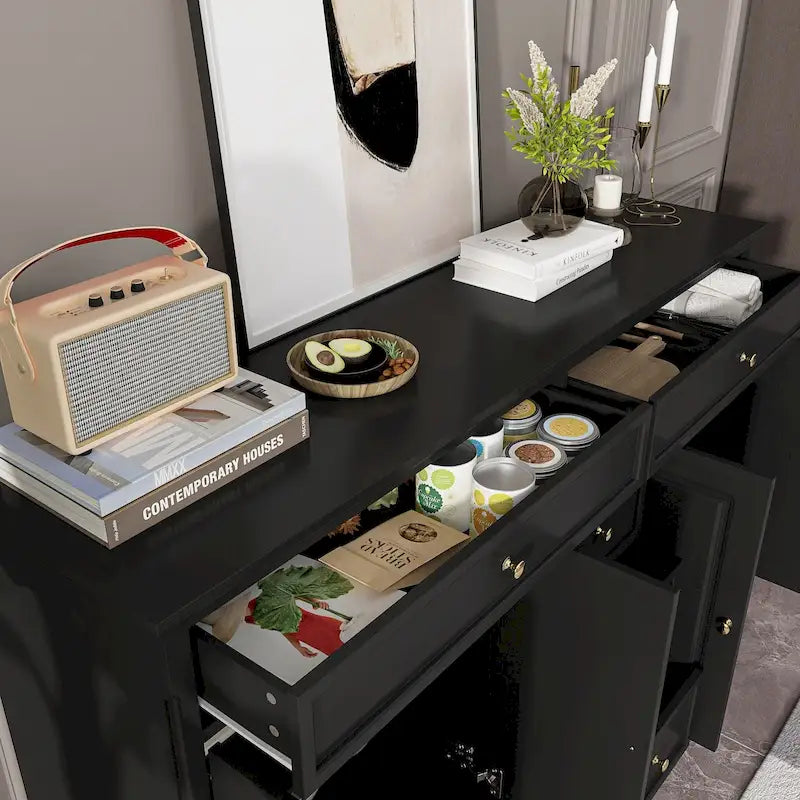 59.1Aparador Buffet Blanco Moderno de Mediados de Siglo Lacado Contemporáneo