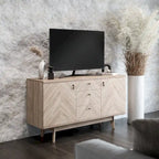Aparador de estilo escandinavo para TV, con cajones y patas de madera, para televisores de hasta 65 pulgadas