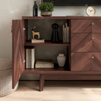 Aparador de estilo escandinavo para TV, con cajones y patas de madera, para televisores de hasta 65 pulgadas