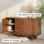 Aparador de estilo escandinavo para TV, con cajones y patas de madera, para televisores de hasta 65 pulgadas