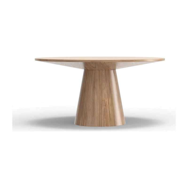 Mesa de comedor redonda de madera maciza, natural