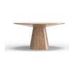 Mesa de comedor redonda de madera maciza, natural