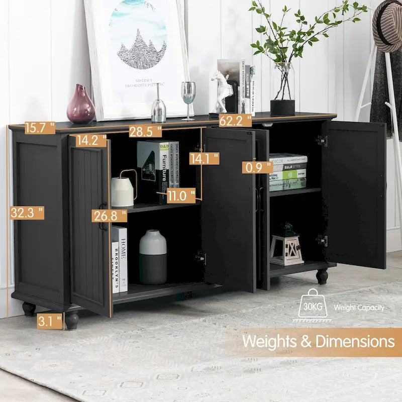 Aparador de cocina, mueble bar, mueble de almacenamiento decorativo