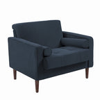 Sillón moderno tapizado de pana con brazos y cojines