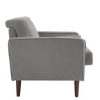 Sillón moderno tapizado de pana con brazos y cojines