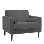 Sillón moderno tapizado de pana con brazos y cojines