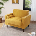 Sillón moderno tapizado de pana con brazos y cojines