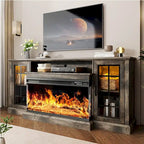 Mueble para TV de chimenea con cristal de 3 lados de 36 pulgadas para televisores de hasta 80 pulgadas
