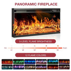 Mueble para TV de chimenea con cristal de 3 lados de 36 pulgadas para televisores de hasta 80 pulgadas