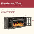 Mueble para TV de chimenea con cristal de 3 lados de 36 pulgadas para televisores de hasta 80 pulgadas