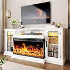Mueble para TV de chimenea con cristal de 3 lados de 36 pulgadas para televisores de hasta 80 pulgadas