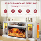 Mueble para TV de chimenea con cristal de 3 lados de 36 pulgadas para televisores de hasta 80 pulgadas
