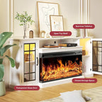 Mueble para TV de chimenea con cristal de 3 lados de 36 pulgadas para televisores de hasta 80 pulgadas