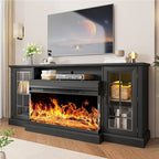 Mueble para TV de chimenea con cristal de 3 lados de 36 pulgadas para televisores de hasta 80 pulgadas