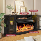 Mueble para TV de chimenea con cristal de 3 lados de 36 pulgadas para televisores de hasta 80 pulgadas