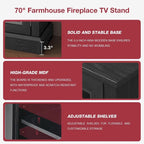 Mueble para TV de chimenea con cristal de 3 lados de 36 pulgadas para televisores de hasta 80 pulgadas