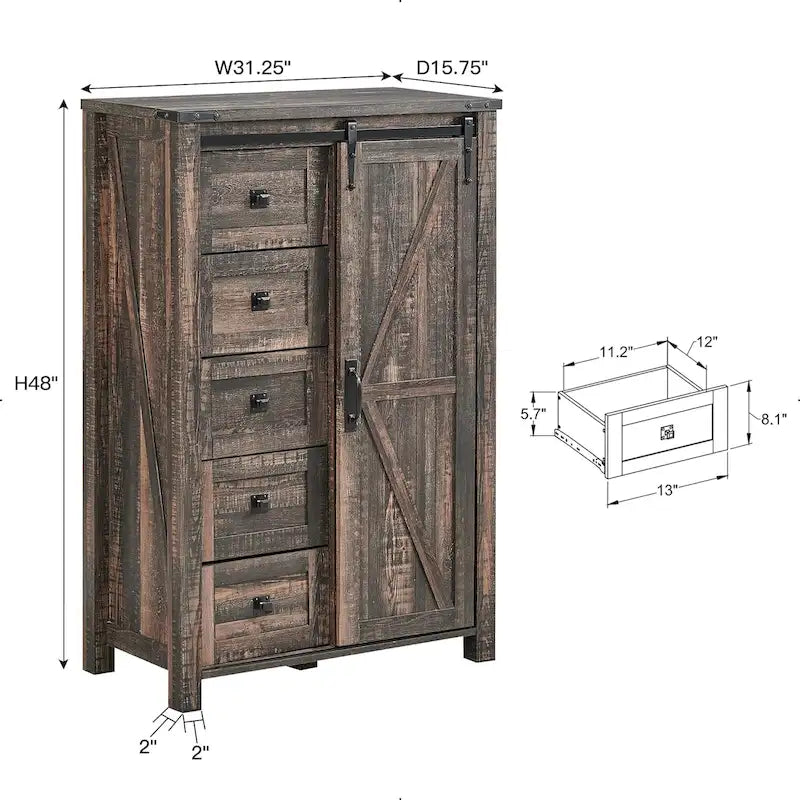 Cómoda de granja con 5 cajones, cómoda, cómoda organizadora