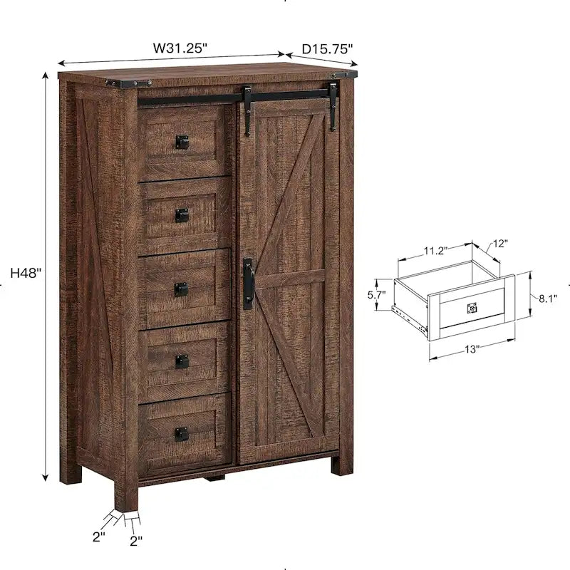 Cómoda de granja con 5 cajones, cómoda, cómoda organizadora