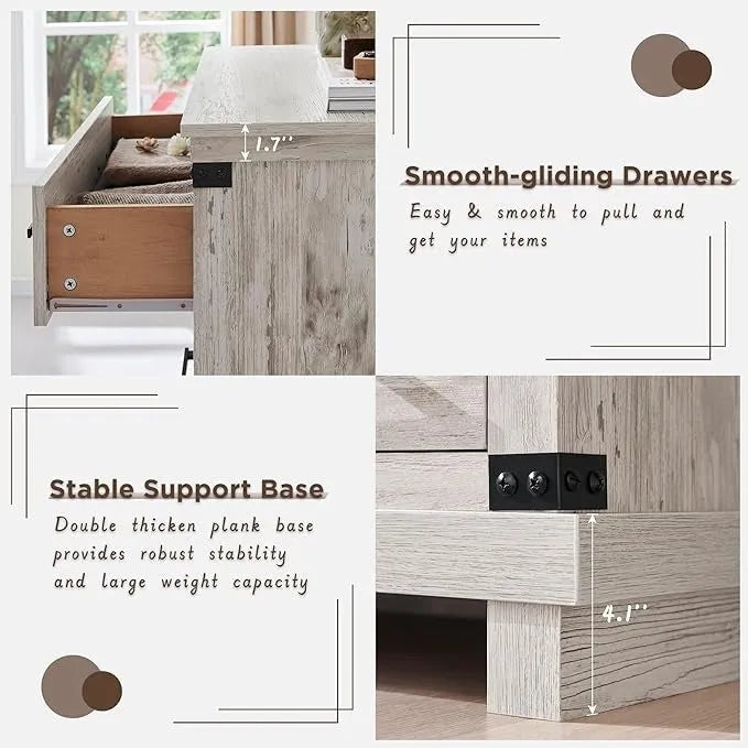 Cómoda de 5 cajones estilo rústico, Cómoda de madera, Cómoda de armario