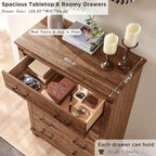 Cómoda de 5 cajones estilo rústico, Cómoda de madera, Cómoda de armario