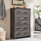 Cómoda de 5 cajones estilo rústico, Cómoda de madera, Cómoda de armario