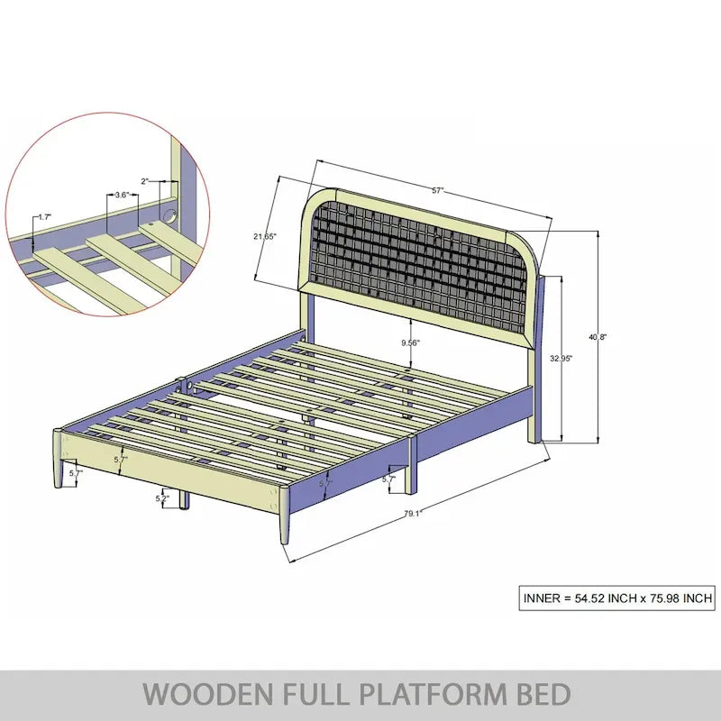 Cama de plataforma moderna de mediados de siglo