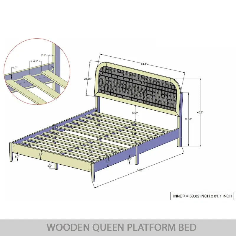 Cama de plataforma moderna de mediados de siglo