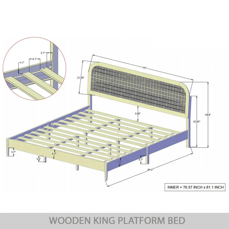 Cama de plataforma moderna de mediados de siglo
