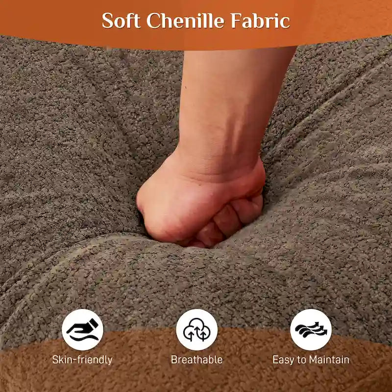 Sofá seccional en forma de U de tejido chenilla suave con cojín de doble capa