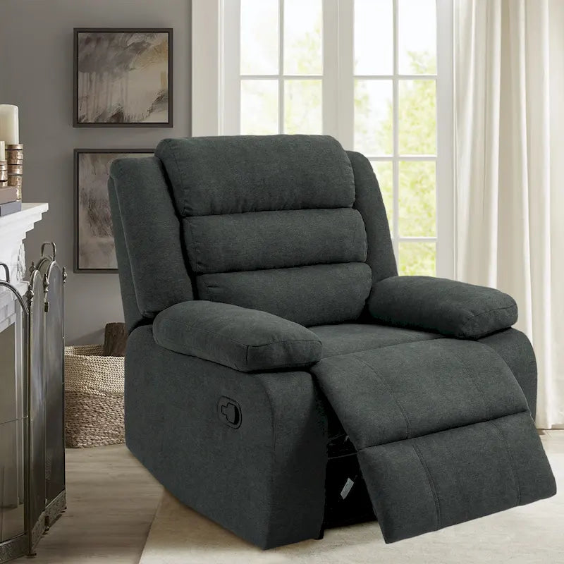 Sillón reclinable manual de pana de algodón supersuave con reposabrazos anchos