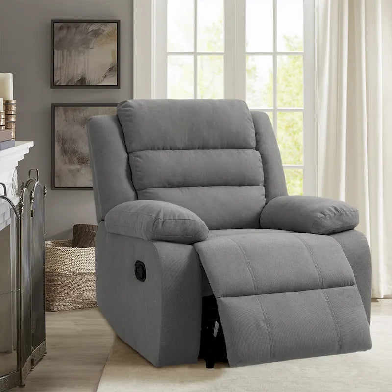 Sillón reclinable manual de pana de algodón supersuave con reposabrazos anchos