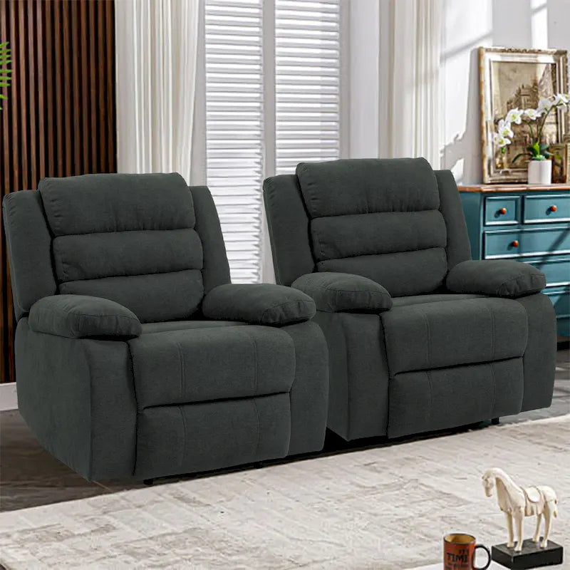 Sillón reclinable manual de pana de algodón supersuave con reposabrazos anchos