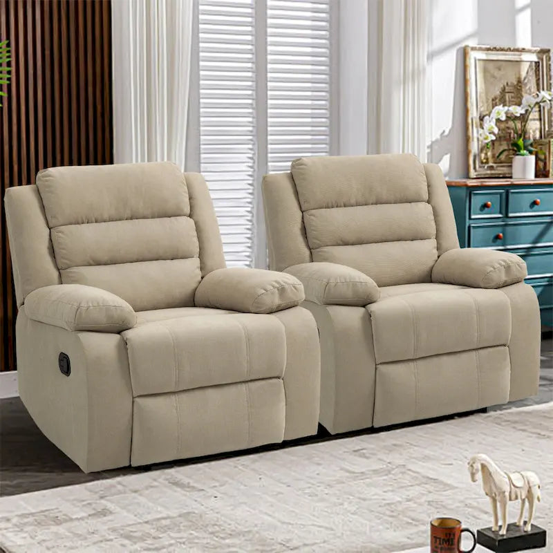 Sillón reclinable manual de pana de algodón supersuave con reposabrazos anchos