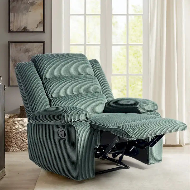 Sillón reclinable manual de pana de algodón supersuave con reposabrazos anchos