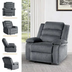 Sillón reclinable manual de pana de algodón supersuave con reposabrazos anchos