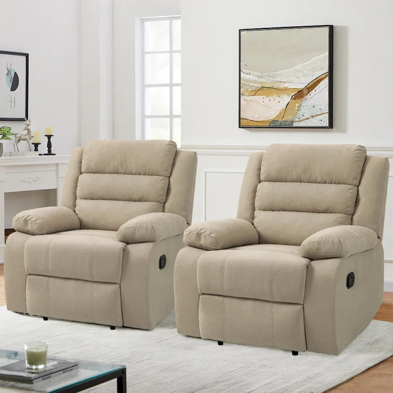 Sillón reclinable manual de pana de algodón supersuave con reposabrazos anchos