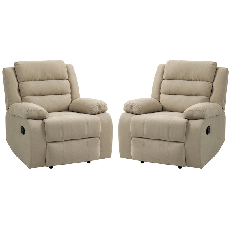 Sillón reclinable manual de pana de algodón supersuave con reposabrazos anchos