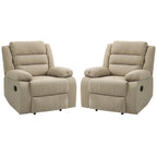 Sillón reclinable manual de pana de algodón supersuave con reposabrazos anchos