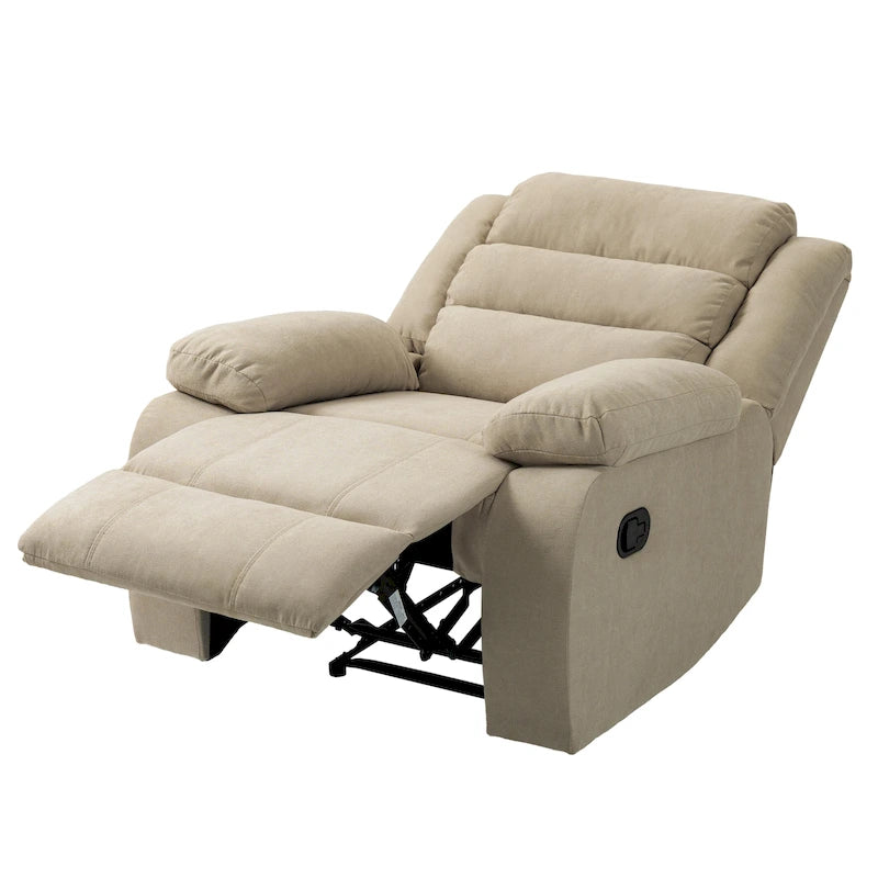 Sillón reclinable manual de pana de algodón supersuave con reposabrazos anchos