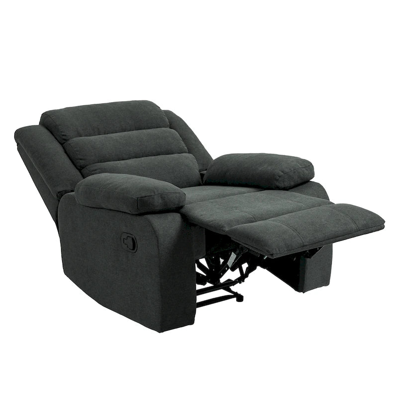 Sillón reclinable manual de pana de algodón supersuave con reposabrazos anchos