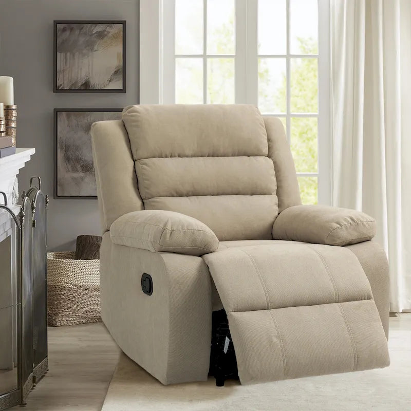 Sillón reclinable manual de pana de algodón supersuave con reposabrazos anchos