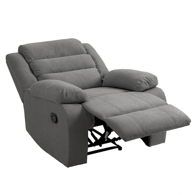 Sillón reclinable manual de pana de algodón supersuave con reposabrazos anchos