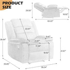 Sillón reclinable manual de pana de algodón supersuave con reposabrazos anchos