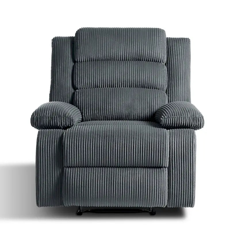 Sillón reclinable manual de pana de algodón supersuave con reposabrazos anchos