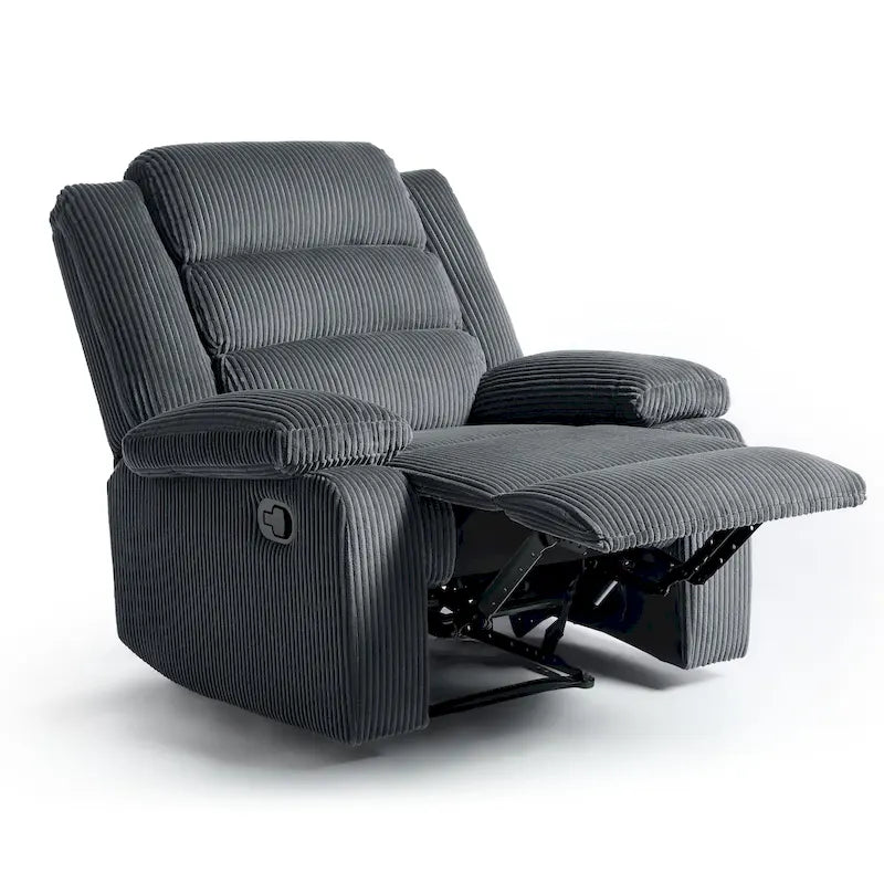 Sillón reclinable manual de pana de algodón supersuave con reposabrazos anchos