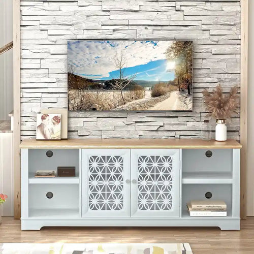 Mueble para TV rústico decorativo floral de 70 pulg. para televisores de hasta 80 pulg.