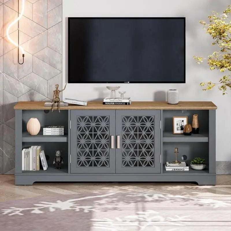 Mueble para TV rústico decorativo floral de 70 pulg. para televisores de hasta 80 pulg.